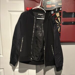 Karl Lagerfeld Black Bomber Jacket Casual Outerwear